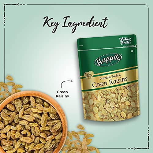 51njNlsOaGL - Manvik Foods Happilo Premium Seedless Green Raisins 500 g (Pack of 2) Value Pack | Amazing Quality Kishmish | Nutritious | Rich in Iron & Vitamin B | Healthy Sweet Treats | 1 kg Kismis | High in Antioxidants - Image 5