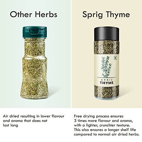 51o6AF NatL - Manvik Foods SPRIG Thyme Herb | Thyme Seasoning |Crushed Dried Thyme for Cooking | Thyme Spice Sprinkler |No Preservatives | No Fillers or Additives | No Anti-caking Agents | No MSG | 10gm - Image 5