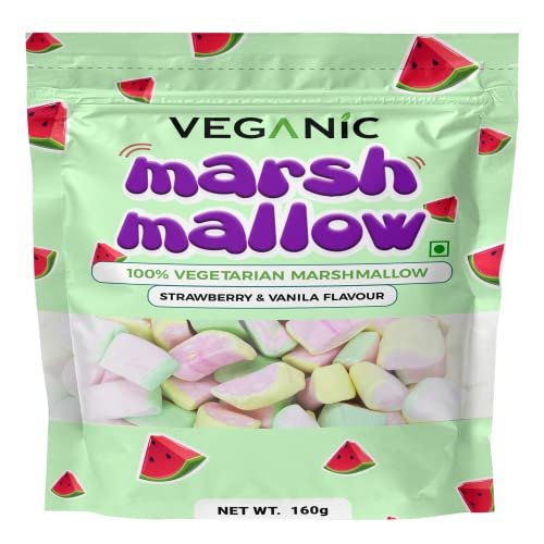 51oTy5LVEnL - Manvik Foods Veganic Marshmallows Pure Veg Pack Of 4 Heart Twist Flower & Watermelon Shaped Vegetarian Marshmallow Candy Soft And Tasty Candy Perfect For Kids Adults 160 * 4 gm - Image 4