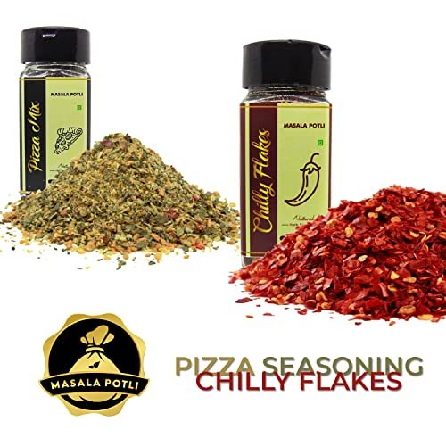 - Manvik Foods MASALA POTLI� Dried Herbs Combo Chilly Flakes 40 Grams, Pizza Seasoning 55 Grams Italian Seasoning for Cooking, Garnishing (Chilly Flakes & Pizza Seasoning, Sprinkle Glass Packing) - Image 3