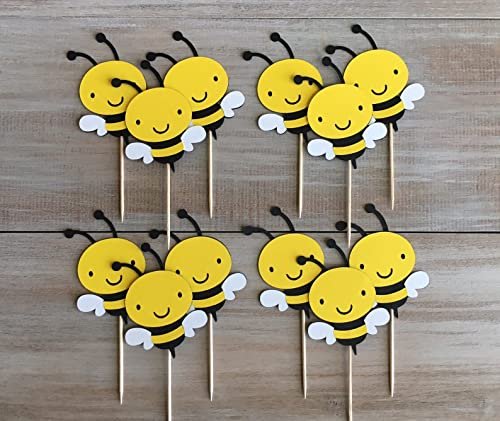51pGY1UWZDL - Manvik Foods Confetti! 12Pcs Bumble Bee Cupcake Toppers Oh Babee Cupcake Picks Multi Layer Honey Bee Cupcake Picks for Baby Shower Birthday Party Decorations Supplies (Multi Layer)