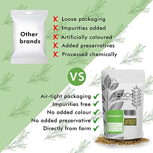 51pkntzsJL - Manvik Foods Sorich Organics Rosemary Herbal Tea 100gm | Rosemary Tea for Hair Growth, Weight Management | Boosts Immune System, Memory, Eye Vision | Rich in Antioxidants | Improves Digestion - Image 6