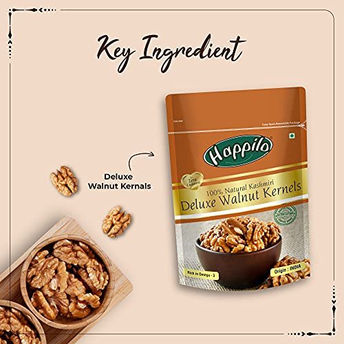51pwI8QQKnL - Manvik Foods Happilo Deluxe 100% Natural Dried Kashmiri Walnut Kernels 200g | Premium Akrot Giri | Rich in Protein & Iron | Low Calorie Nut | 0g Trans Fat & Cholesterol Free - Image 7