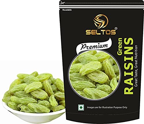 51rTOwFNF9L - Manvik Foods SELTOS - Natural Premium Seedless Green Raisin / Kismish / kishmish 500Gms (Green) Dry Fruits Berries 500gm