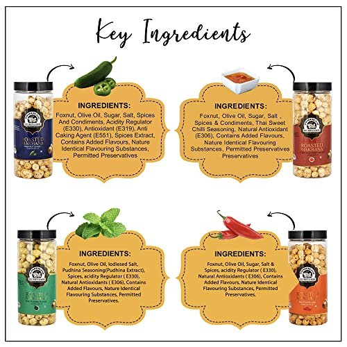 51sZvoKuoOL - Manvik Foods Wonderland Foods - Roasted & Flavoured Makhana I Peri Peri, Thai Sweet Chilli, Mint Chatpata & Jalapeno 100g X 4 I Foxnut 400g Jar Combo Pack - Image 4