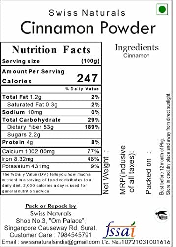 51tnKBmd2oL - Manvik Foods Swiss Naturals Organic Ceylon Cinnamon(Dalchini) Powder, 400g - Image 6