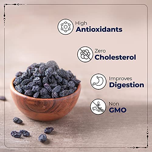 51u63dVOIdS - Manvik Foods Happilo Premium Afghani Seedless Black Raisins 500 g Value Pack| Kali Kishmish | Munakka Dry Fruits | Delicious & Healthy Snack | High in Antioxidants, Naturally Sweet & tasty - Image 4