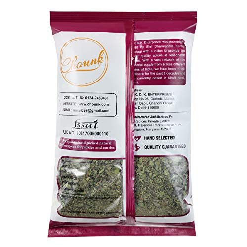 51ujPs o9fL - Manvik Foods Chounk Kasuri Methi – 500g (100g x 5 Pack) | Dried Fenugreek Leaves | Aromatic Kasoori / Kasturi Methi Leaves | for Flavorful Cooking - Image 3