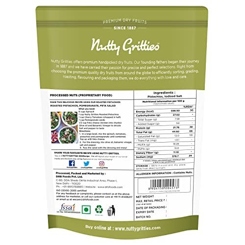 51w8z wakL - Manvik Foods Nutty Gritties California Roasted Pistachios|Pista Lightly Salted, Dry Roasted, Non Fried, Zero Oil, Crunchy Healthy Snack -200g ( Pack of 5 ) - Image 3