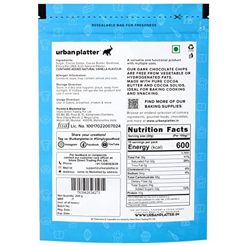 - Manvik Foods Urban Platter Dark Chocolate Chips, 200g - Image 3
