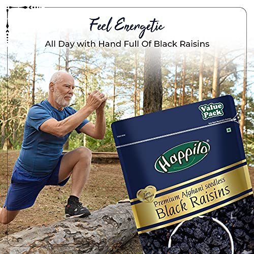 61ATN 7A1kL - Manvik Foods Happilo Premium Afghani Seedless Black Raisins 500 g Value Pack| Kali Kishmish | Munakka Dry Fruits | Delicious & Healthy Snack | High in Antioxidants, Naturally Sweet & tasty - Image 8