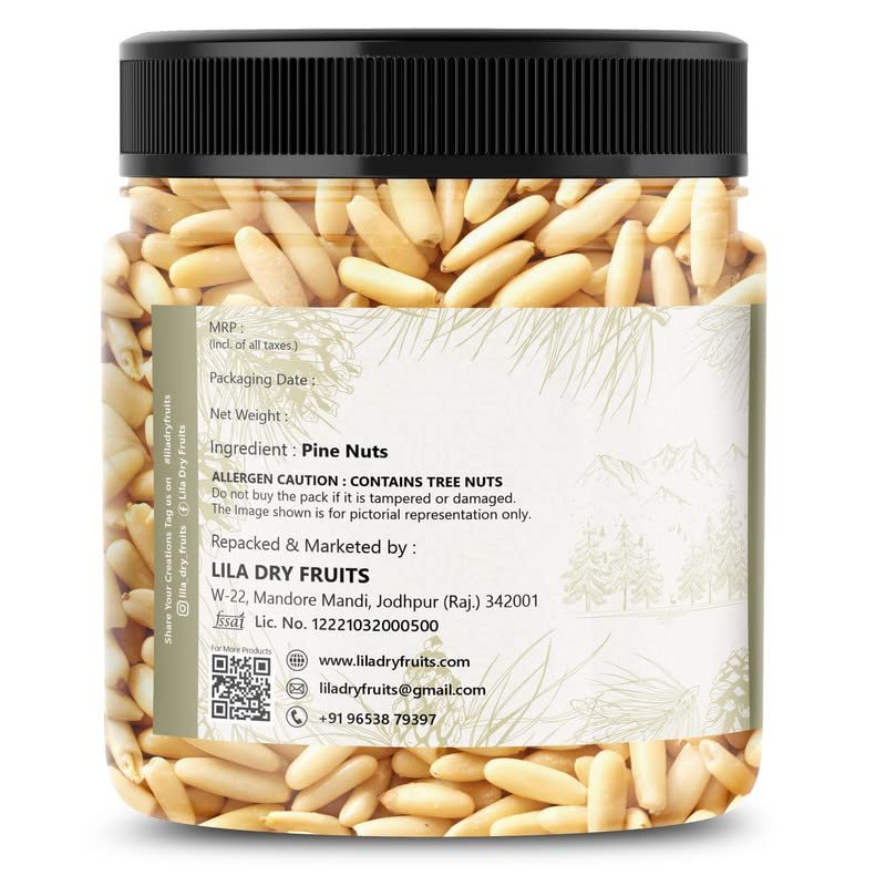 61TgjnO8GRL - Manvik Foods LILA DRY FRUITS Premium Pine Nuts Whole, Chilgoza, Neza big size | Export quality | Healthy food | Pinenut without shell | Jar Pack (50gm*2) - Image 3