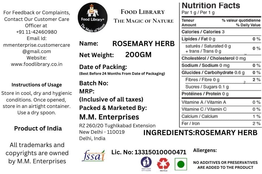 61nqWCs0mYL - Manvik Foods Food Library Rosemary Leaves, (200) - Image 3