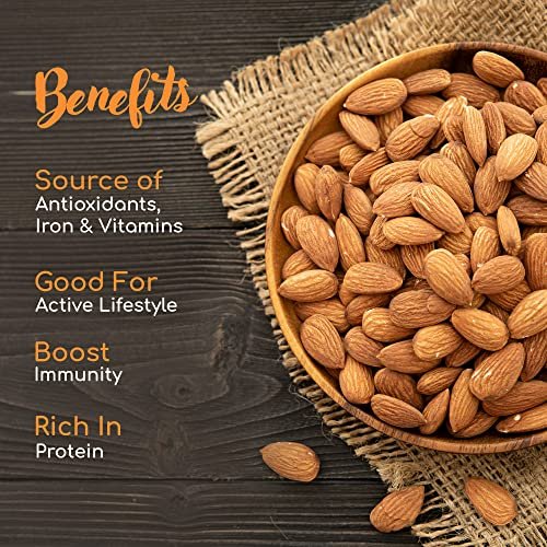 61rPzSMFT5L - Manvik Foods Ziofit Popular Californian Almonds 1 Kg, Raw Badam Dry Fruit, High Protien Snack and Super Healthy Nuts - Image 5